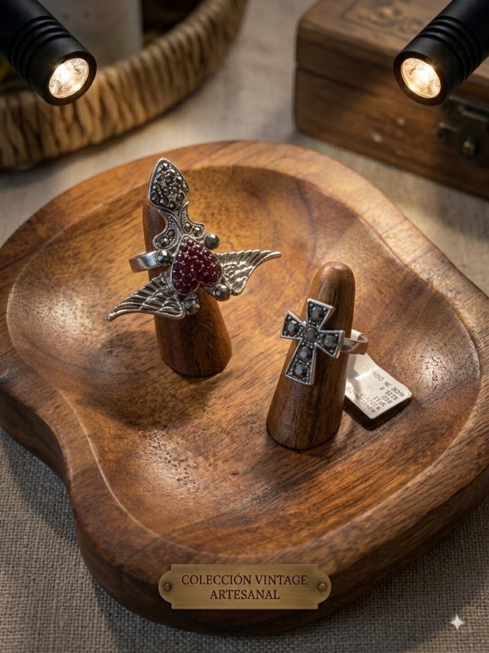 Accessorize Silver Tone Rings with Red Accent and Marcasite Detail